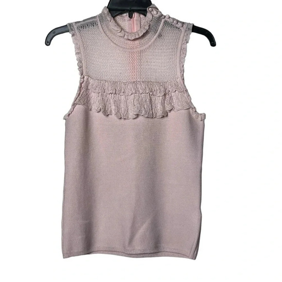COPY - 1725. WHITE HOUSE BLACK MARKET SLEEVELESS KNITTED TOP PALE PINK IN COLOR… - Picture 2 of 10